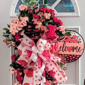 Vibrant Floral Wreath with Heart Accents